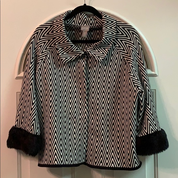 Chico's Jackets & Blazers - {Chico’s}Sz2(L/12)Boxy Blk /White Chevron Jacket